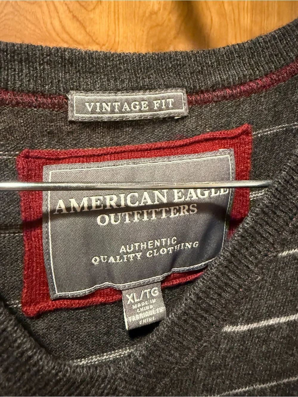 American Eagle Outfitters Charcoal Gray Striped V-Neck Sweater Vest